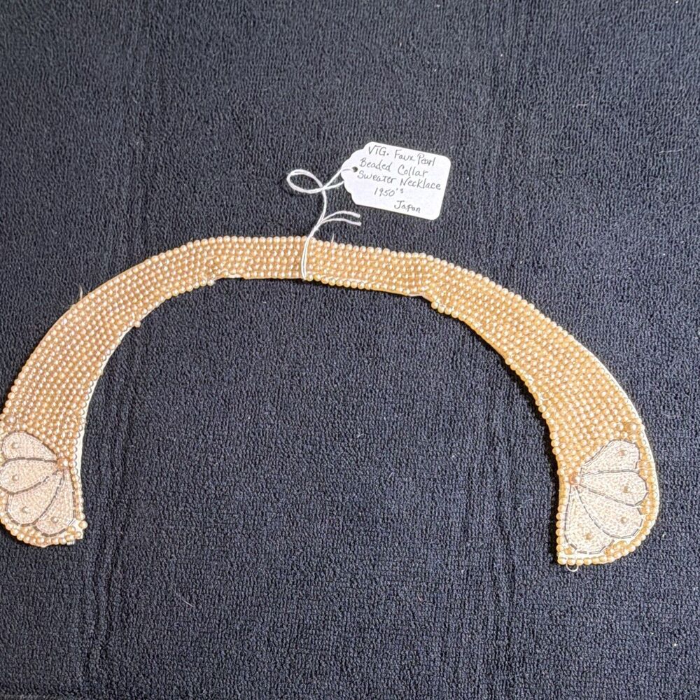 Vintage 1950s Faux Pearl Beaded Collar Necklace, Cream, Made in Japan